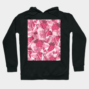 The cute pink set of the strawberry drinks Hoodie